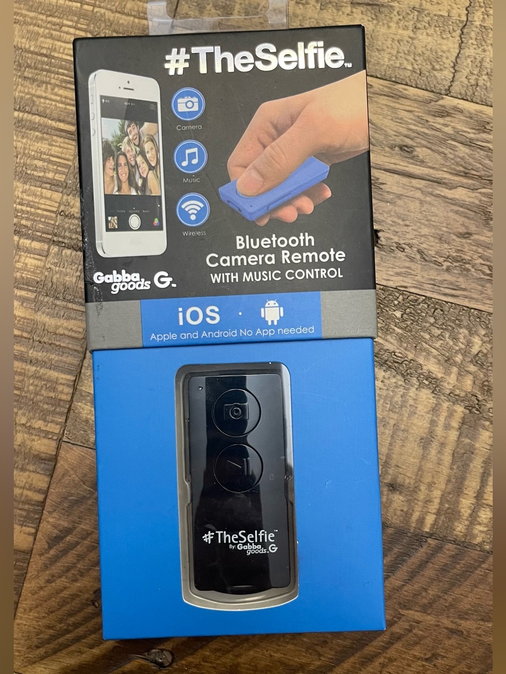 TheSelfie wireless Bluetooth remote shutter and music controller in black